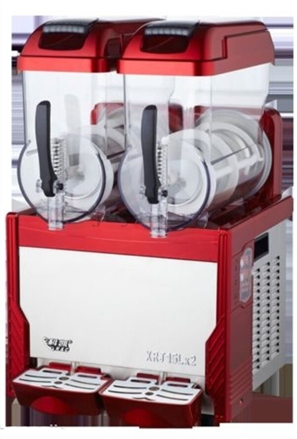 Commercial 2-Tank Red Slushy Machine for Frozen Drinks and Smoothies