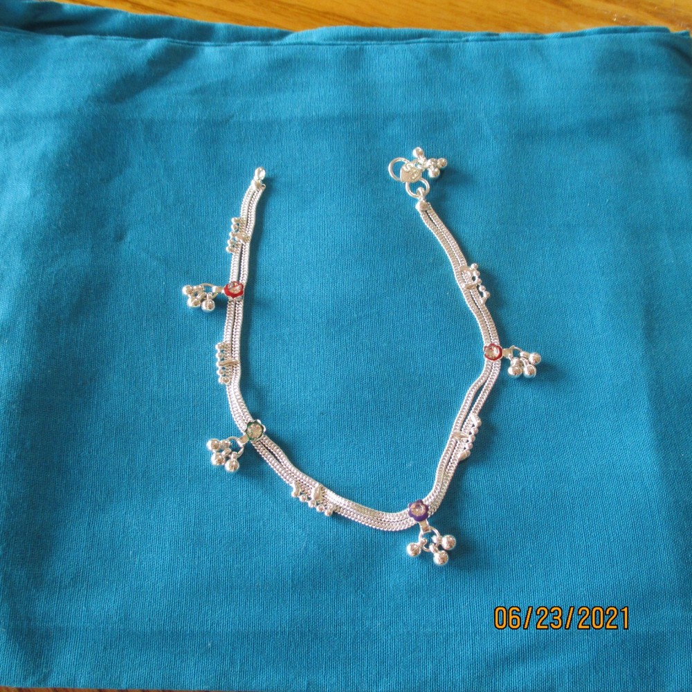 Silver Blend Anklet with Bells for Skirt Pants Sari 10 Inch Ghoonghru Payal-image