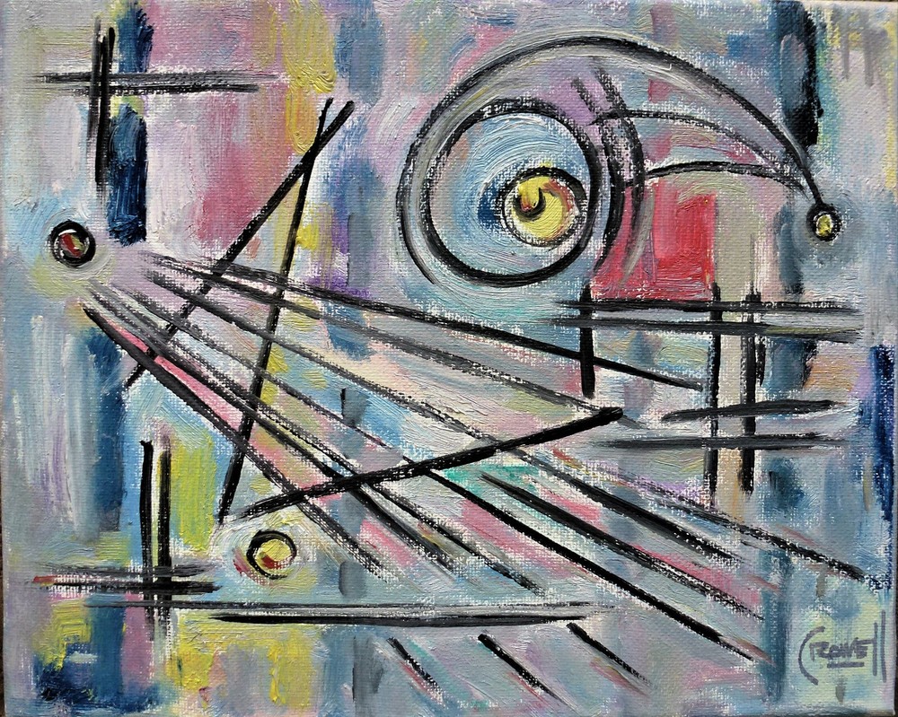 AN AUTOMATED QUOTATION abstract NEW original 8x10 canvas painting signed Crowell-image