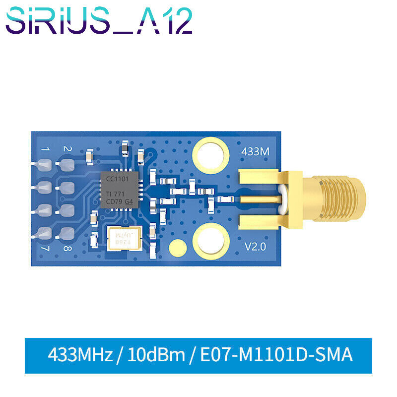 1/5PCS CC1101 SPI 433MHz Range 10 dBm Wireless Transceiver Module SMA EBYTE
