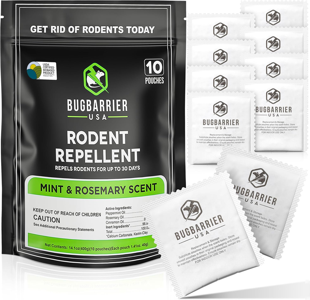 'S Extra-Strength Mouse Repellent Pouches, USDA 99% Biobased, Peppermint & Rosem