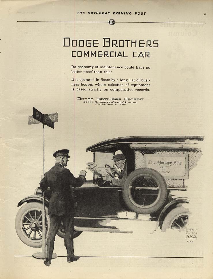Economy of maintenance - Dodge Commercial Car newspaper screen-side ad 1925 P