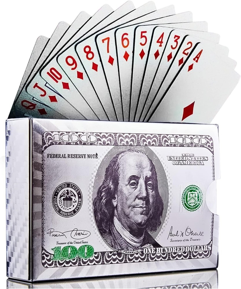 Waterproof Silver Foil Poker Cards, 1 Deck Plastic Playing Cards, Gift Set