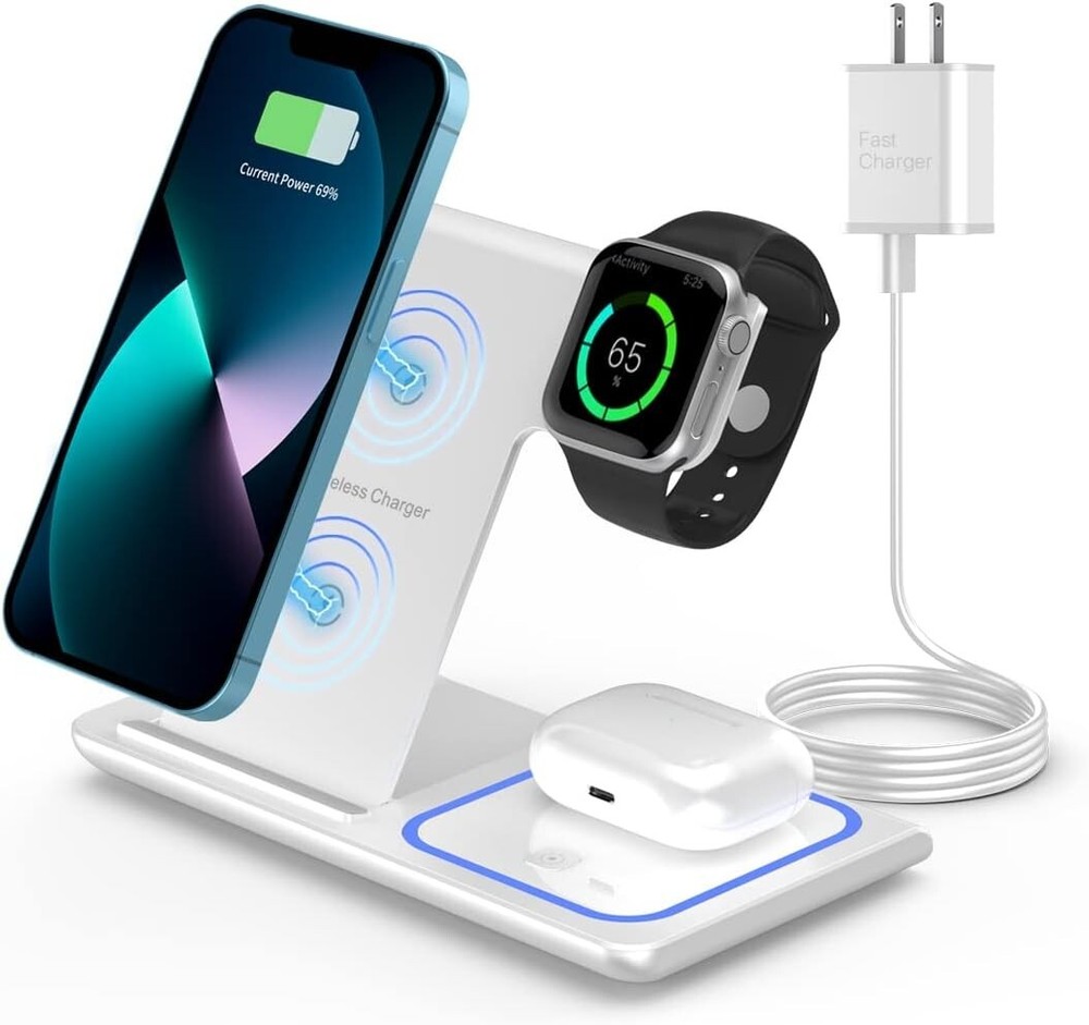3 in 1 Wireless Charger, 18W Fast Charger Pad Stand Charging Station Dock