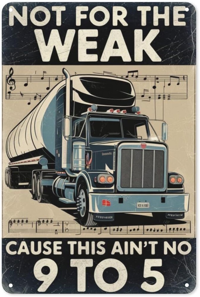 Vintage Truck Driver Metal Wall Art 8x12 Inch Rustic Garage Decor Motivational Sign