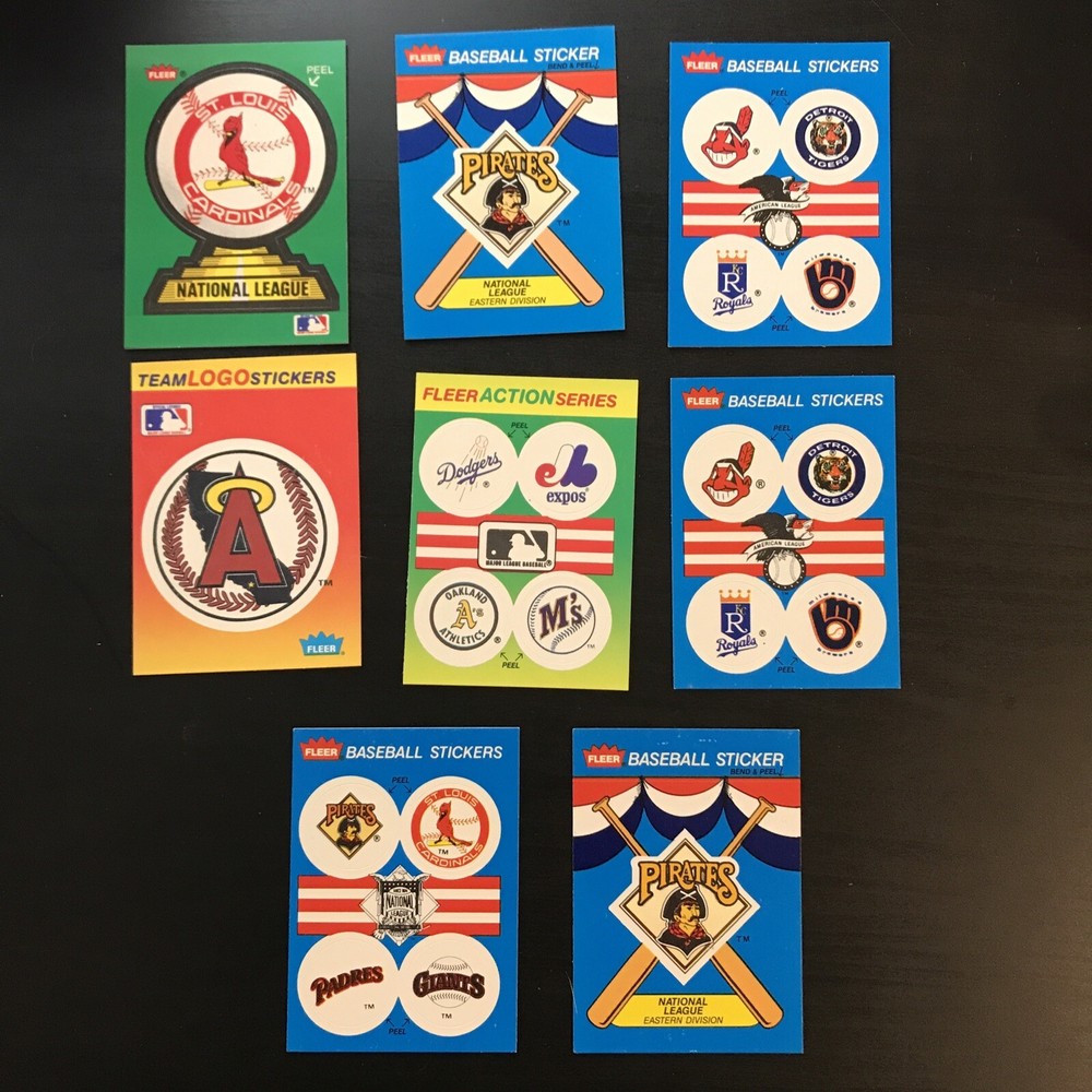 8 FLEER STICKER CARD LOT MLB BASEBALL