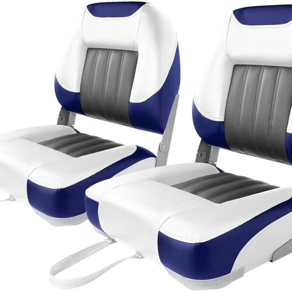 Deluxe Low Back Fold-Down Fishing Boat Seats Pair of 2