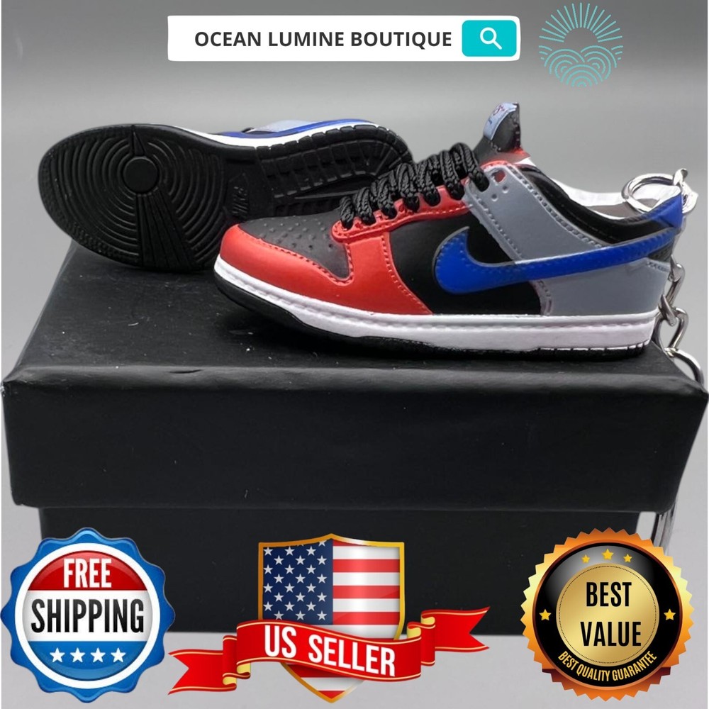 SB DUNK 3D Mini Sneaker Keychain, Jordan Sneaker Collectible, Box Options