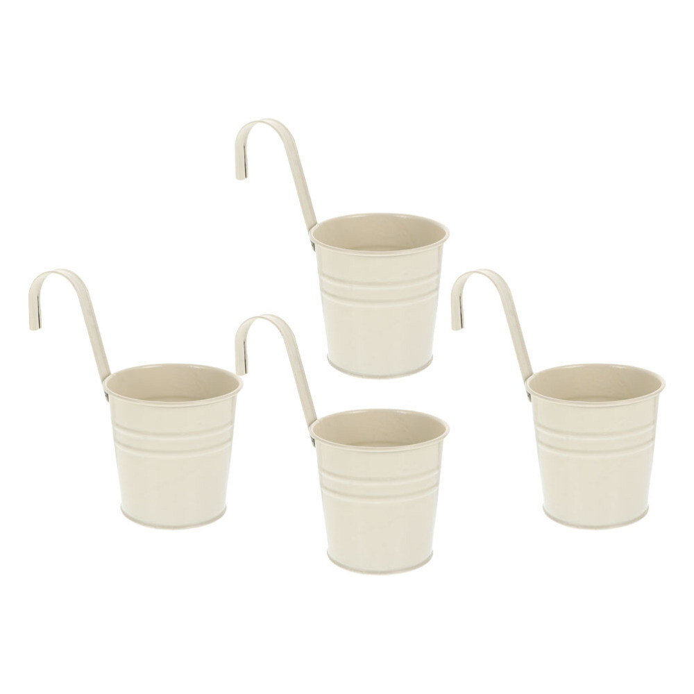 4 Hanging Planter Pots for Garden Railing Fence or Window Decor