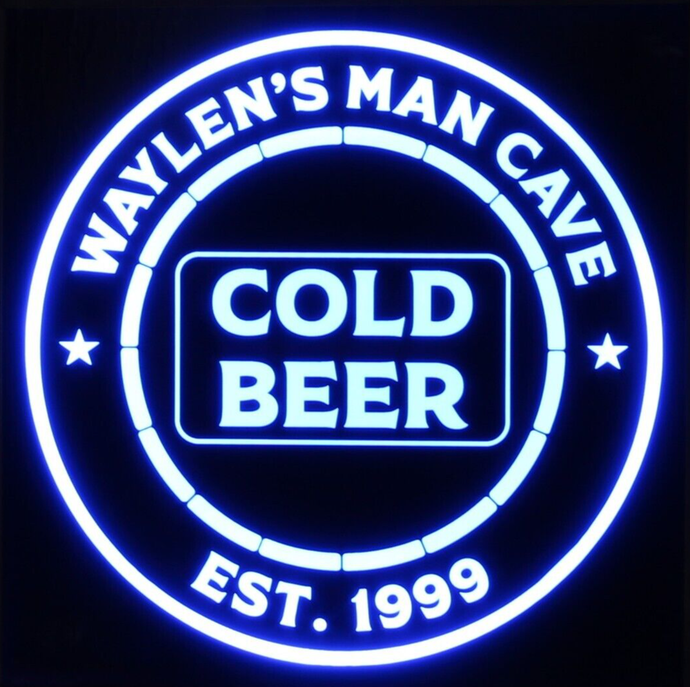 Custom LED Man Cave Sign - Personalized Cold Beer Light Box Bar Decor Gift-image