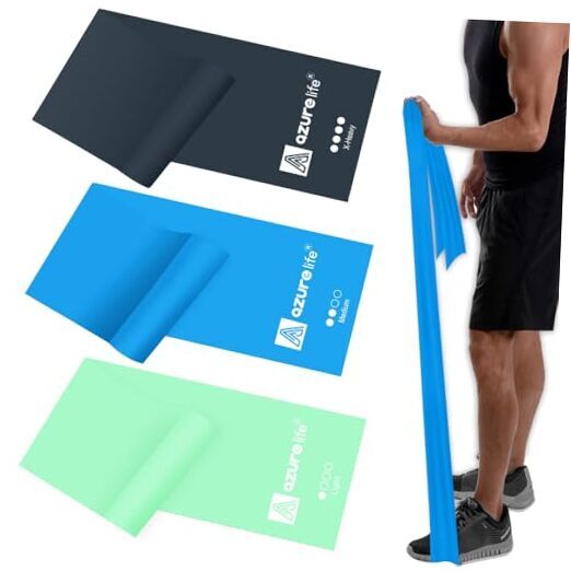 Professional 5-FT Non-Latex Resistance Bands in Green, Blue, and Gray
