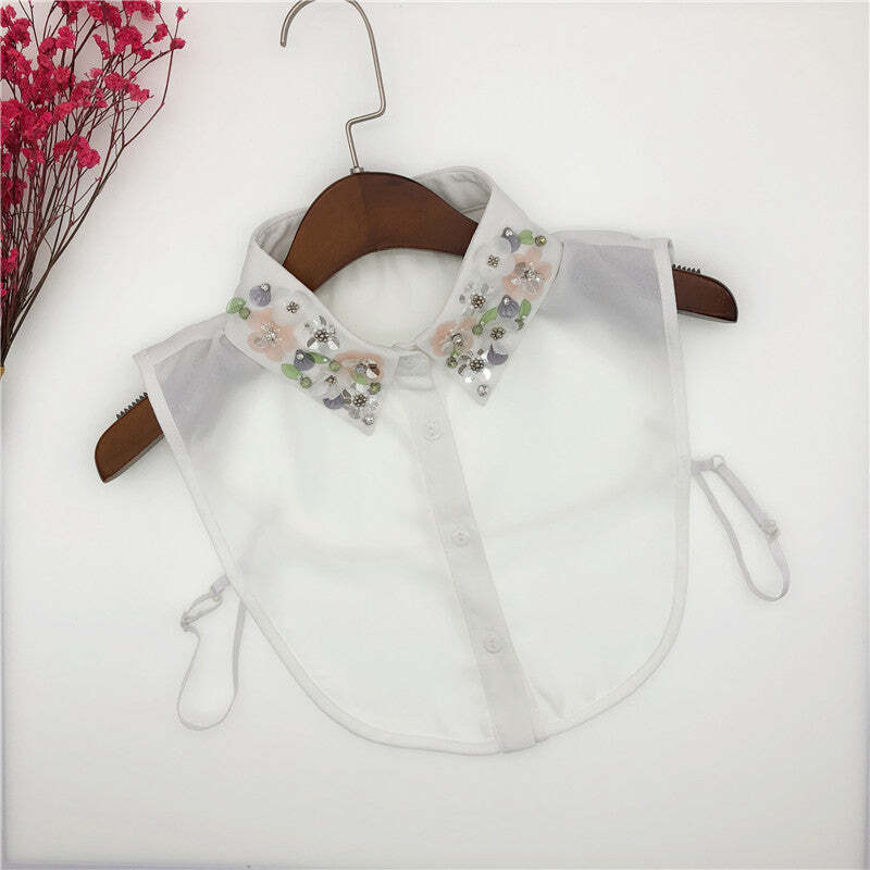 Handmade Beaded False Collar Women casual top