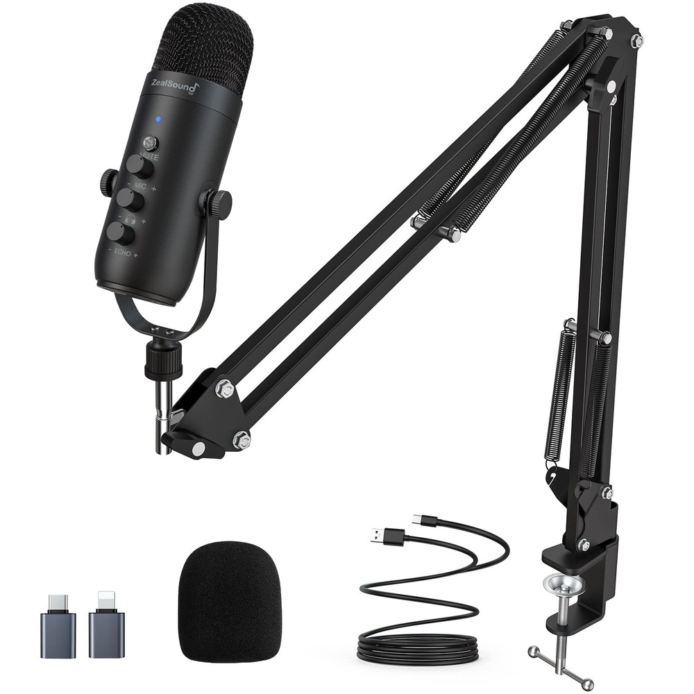 ZealSound Gaming Microphone Kit,Podcast Condenser USB Mic with Boom Arm,Super...
