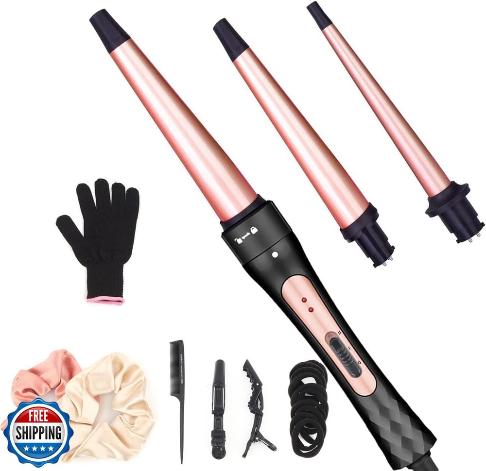 3-in-1 Interchangeable Curling Iron Wand Set for Versatile Styling
