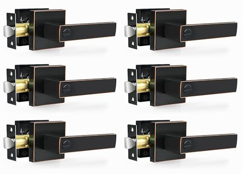 Heavy Duty Oil Rubbed Bronze Privacy Door Levers Interior 6 Pack