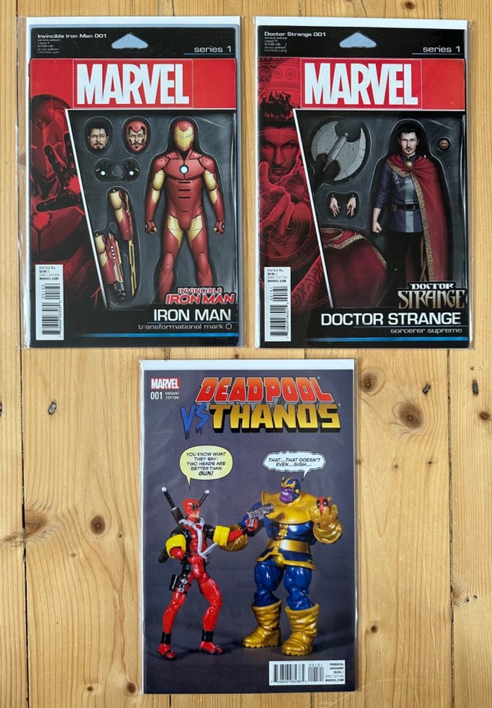 NEW UNREAD DEADPOOL/THANOS+DOCTOR STRANGE+IRON MAN ACTION FIGURE VARIANTS MARVEL