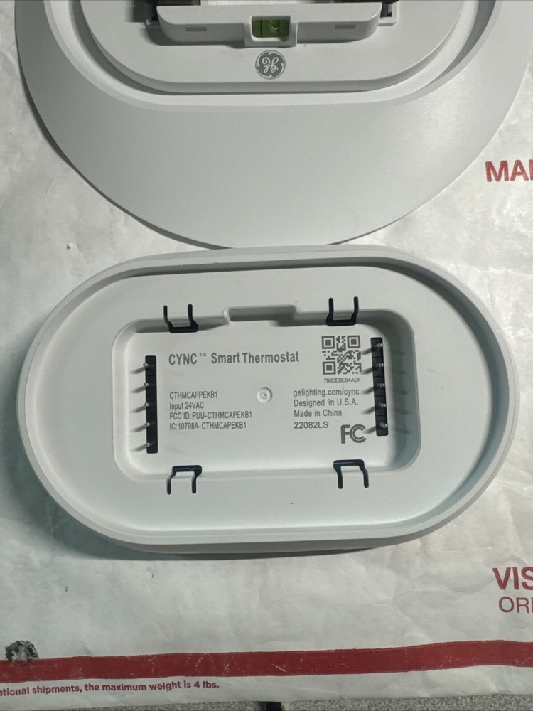 GE Cync Smart Thermostat GE WI FI, CTHMCAPPEKB1, SN:786DEBE64ADF, 786DEBE5AF20