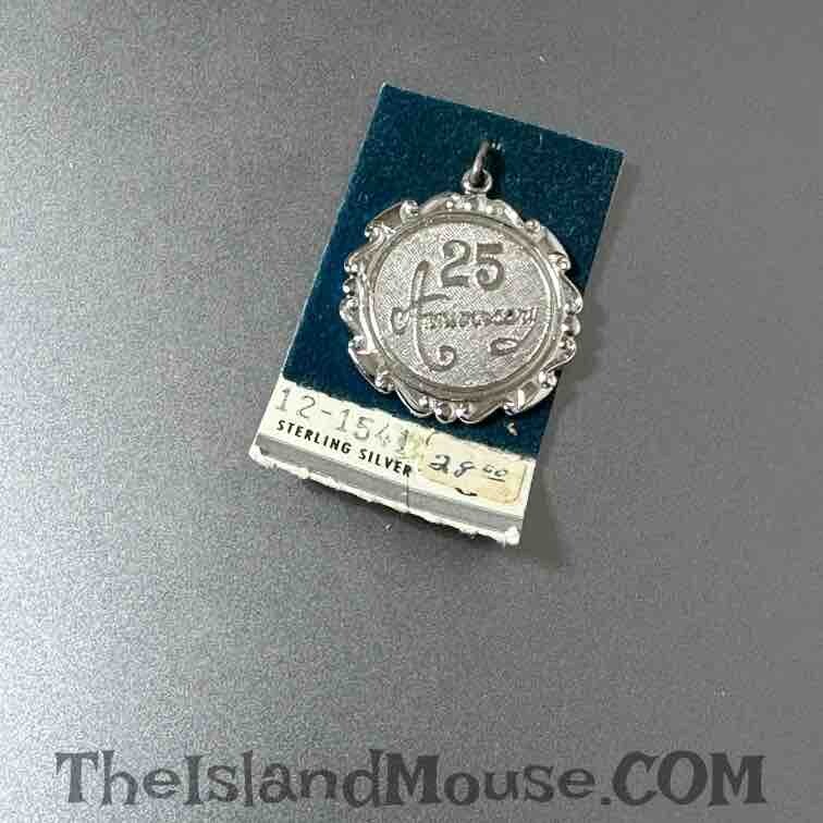 1960's Sterling Silver 925 25th Anniversary Pendant Bracelet Charm (NJ:1308)