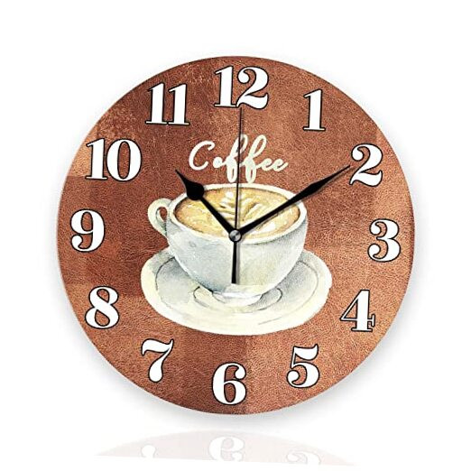 Battery Operated Wall Clocks 12 Inch,Coffee,Silent Home Decor for