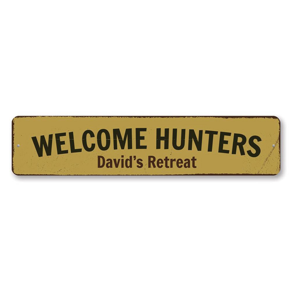 Welcome Hunters Sign Custom Personalized Retreat Name Metal Decor Plaque
