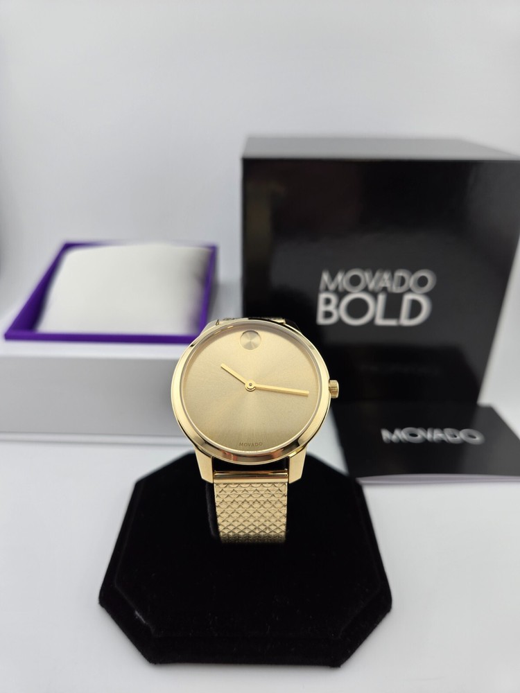 Movado Bold Women's Gold Tone Pyramid Bracelet Watch - 3600598 ($595 MSRP)