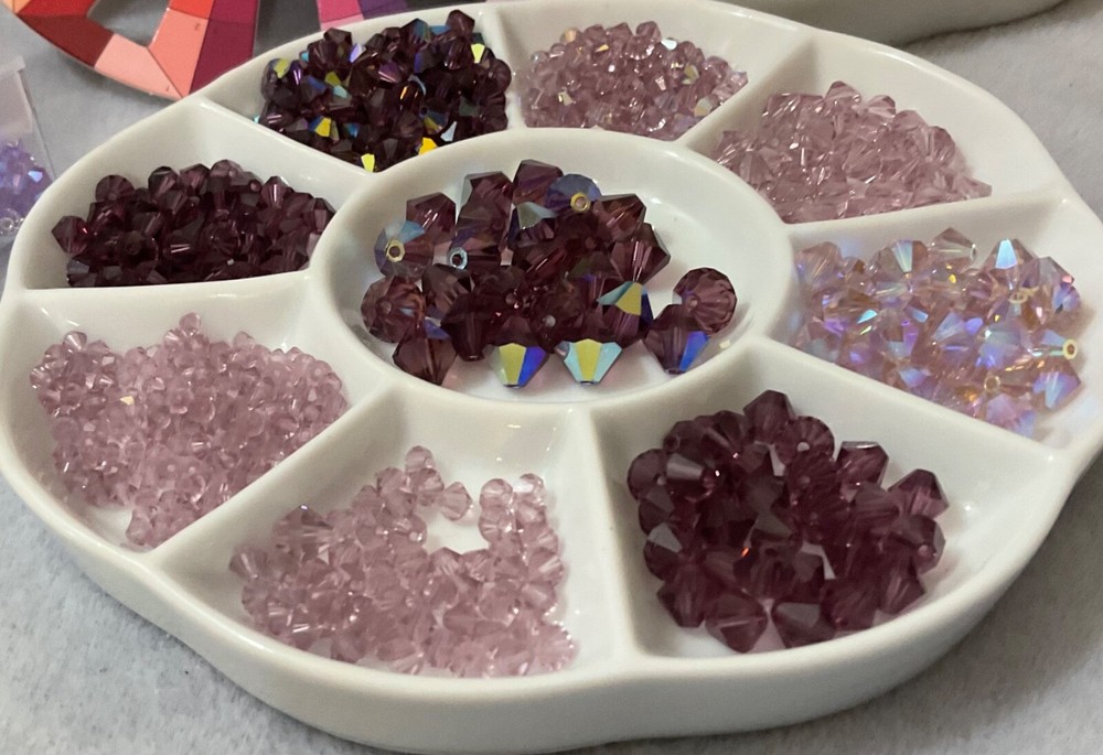 Curated Swarovski Crystal 5301 Designer Bead Lot Amethyst 3mm-8mm Bicone Beads