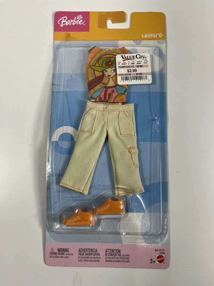 Mattel C1177 C3302 Barbie 2003 WEEKEND Collectible Clothing Outfit Top Pants NEW