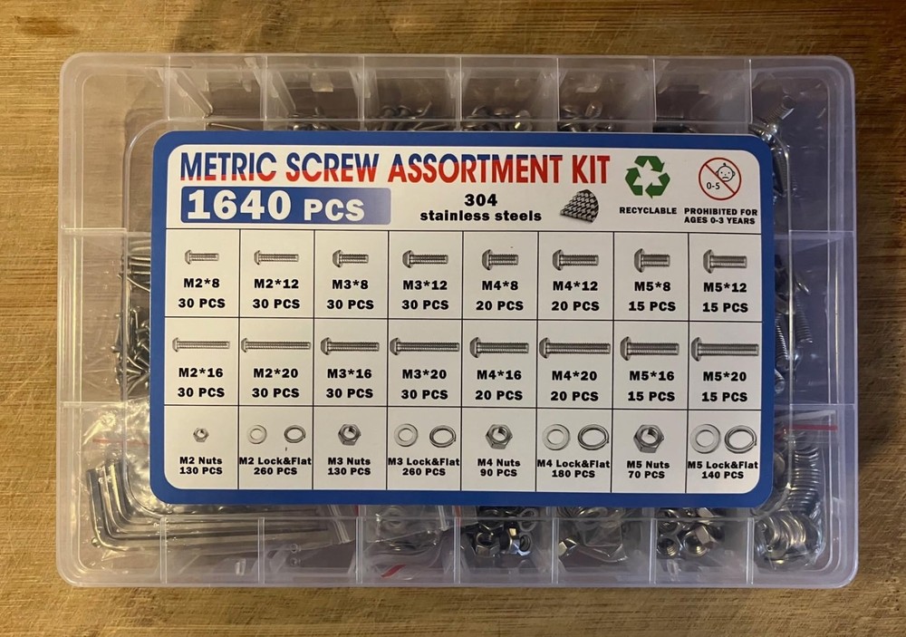 1640 PCS Metric Machine Screw Assortment Kit Assorted Stainless Steel Small