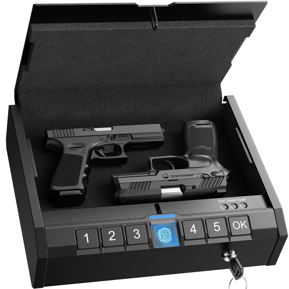 Gun Safe for Pistols - Biometric Gun Safe for Handgun, Quick-Access Gun Lock ...