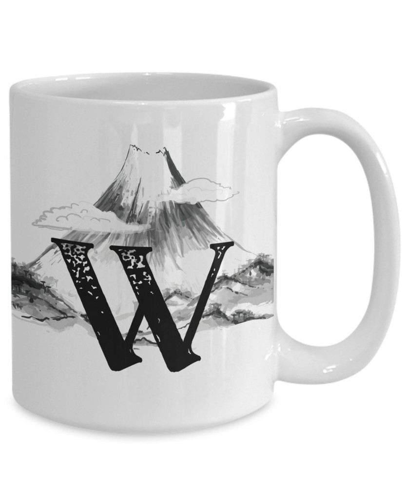 Letter W Personalized Camping Mug Nature Mug 12 Enamel The Outdoorsy Type Custom