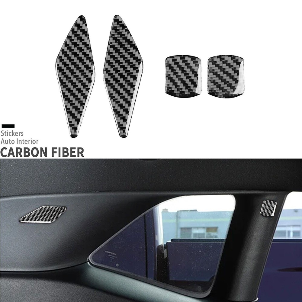 4Pcs Real Carbon Fiber Interior Rear B-Pillar Cover For Dodge Challenger 2015-24