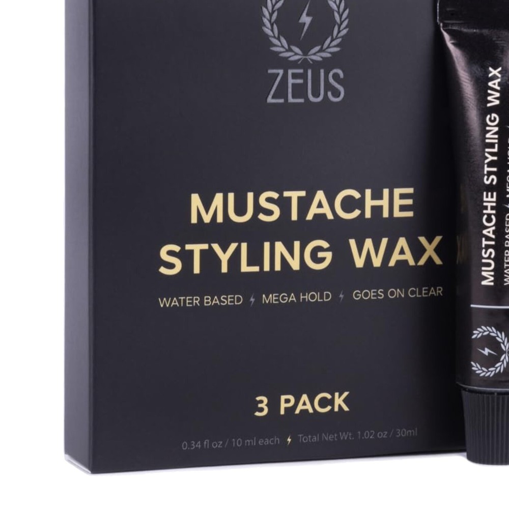 Men's 3-Pack Mustache Wax - Strong Hold Clear Finish Styling Grooming