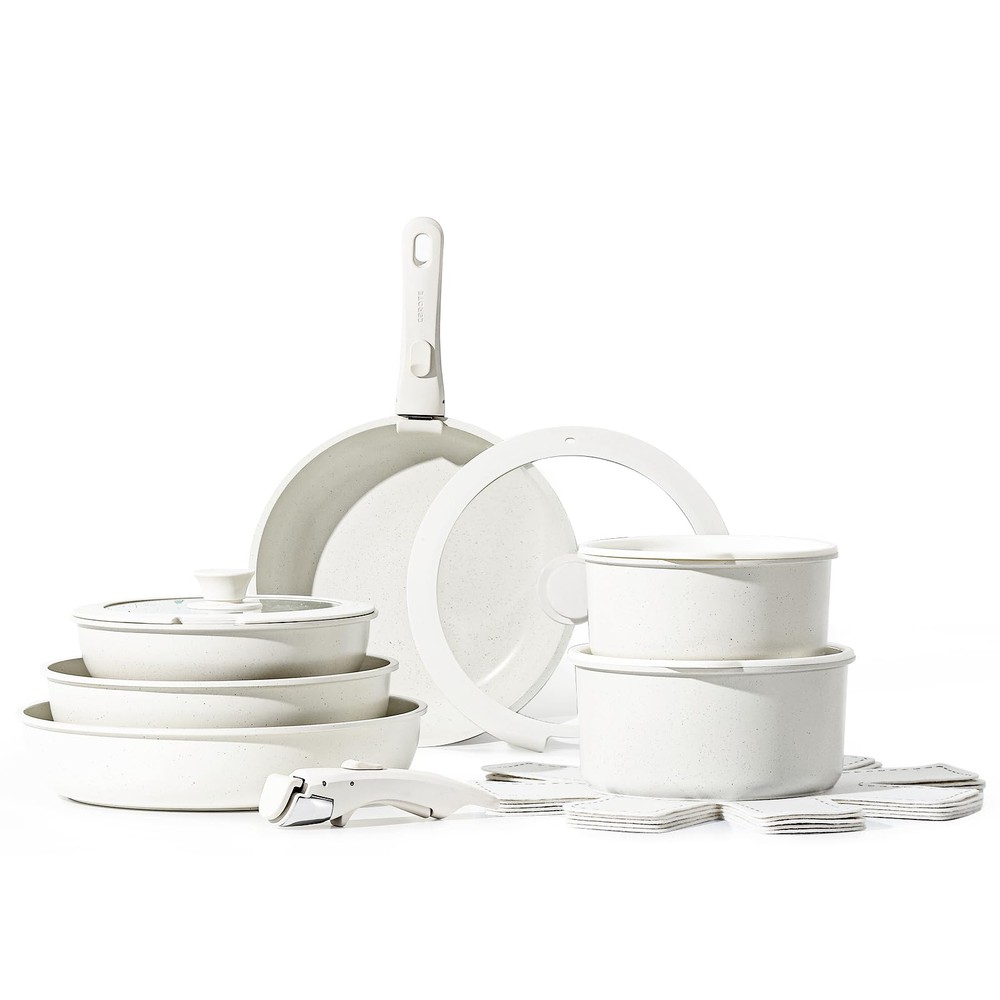 17-Piece Nonstick Cookware Set with Detachable Induction Handles