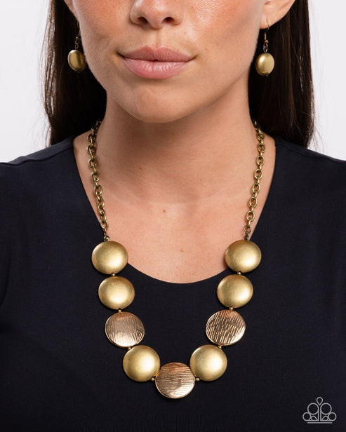 New Paparazzi Jewelry-Engraved Energy Necklace-Brass