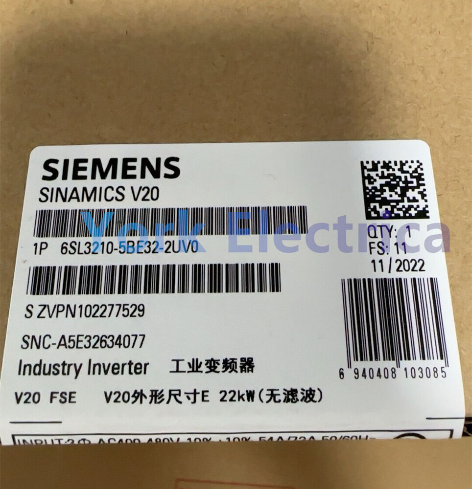 Brand New Siemens Sinamics V20 6SL3210-5BE32-2UV0 In Box
