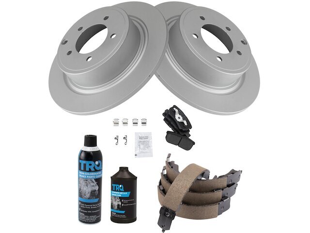 TRQ Rear Brake Pad Rotor Shoe Drum Kit for 2007-2017 Jeep Patriot 74GDCR