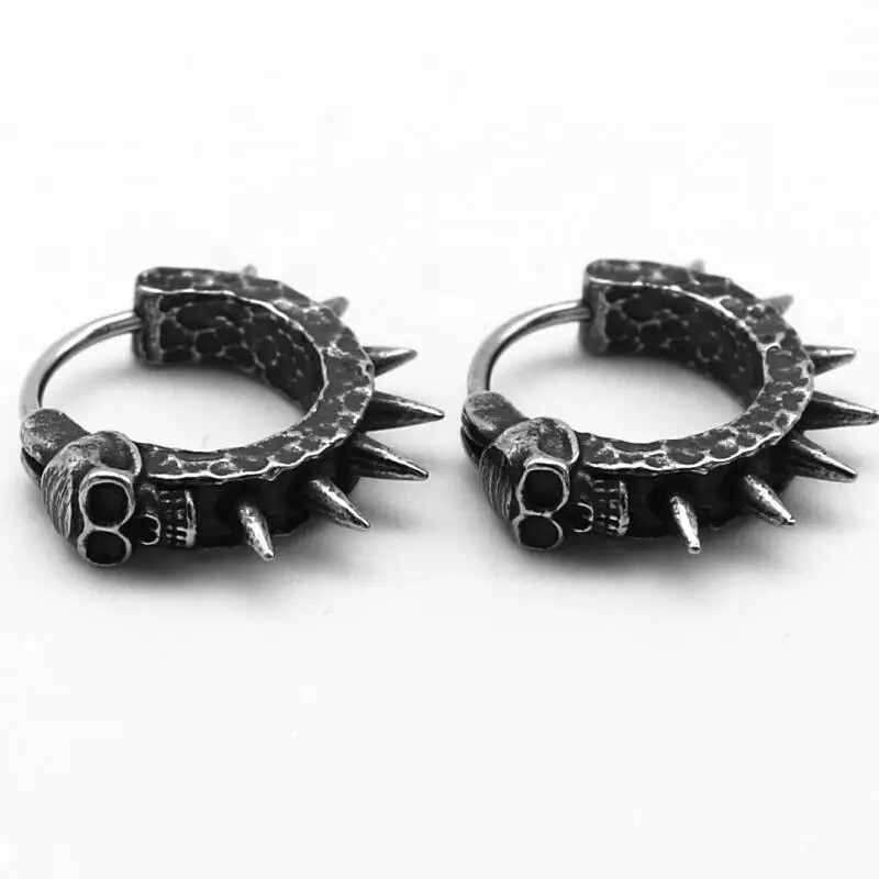 Vintage Hip Hop Punk 925 Sterling Silver Earrings for Men Women, Geometry Cuff