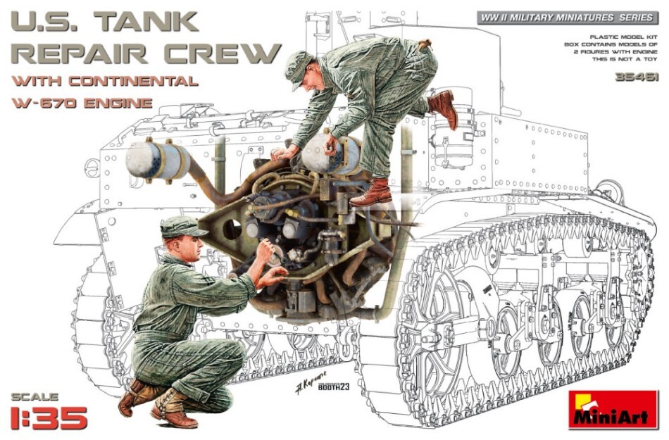 Model military figure assembly kit US Tank Repair Crew container...