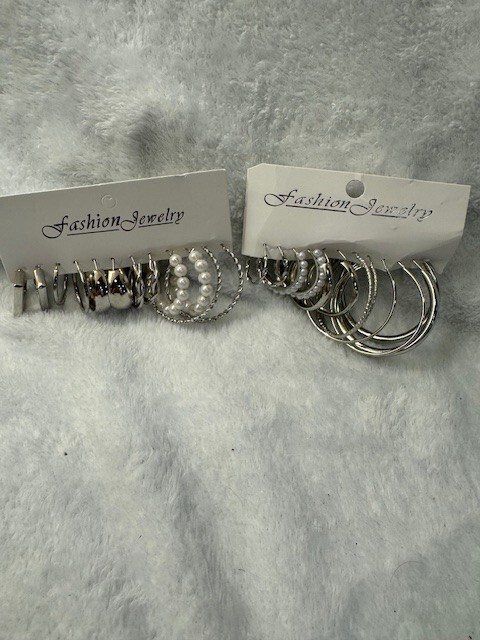 Silver Hoop & Stud Earrings Set - Buy Individually or in a 6-Pack