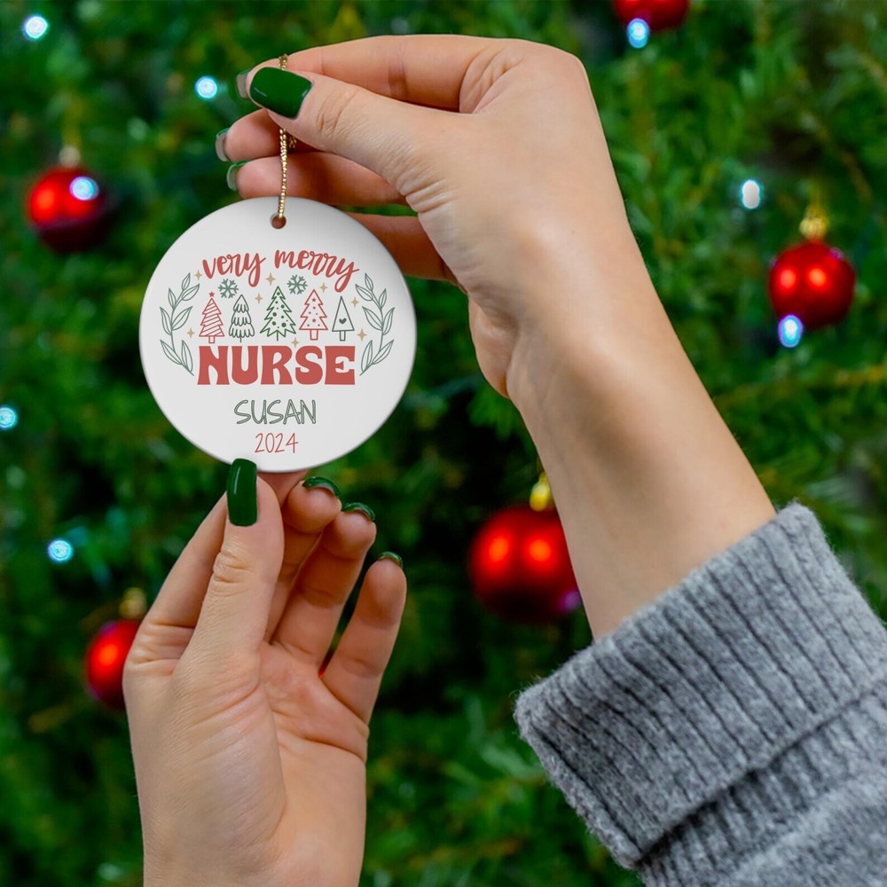 Personalized Ceramic Ornament Gift For A Nurse Holiday Tree Decoration Nurse
