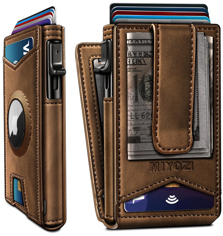 Slim Airtag Mens Wallet with Money Clip and Gift Box RFID Blocking Front Pocket Design  