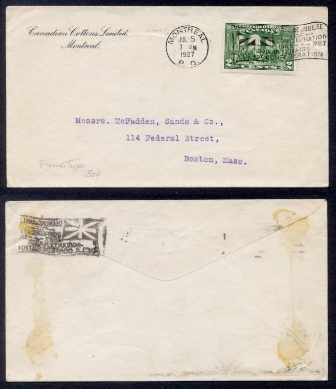 1927 Montreal French Jubilee Flag Canada #142 Stamp