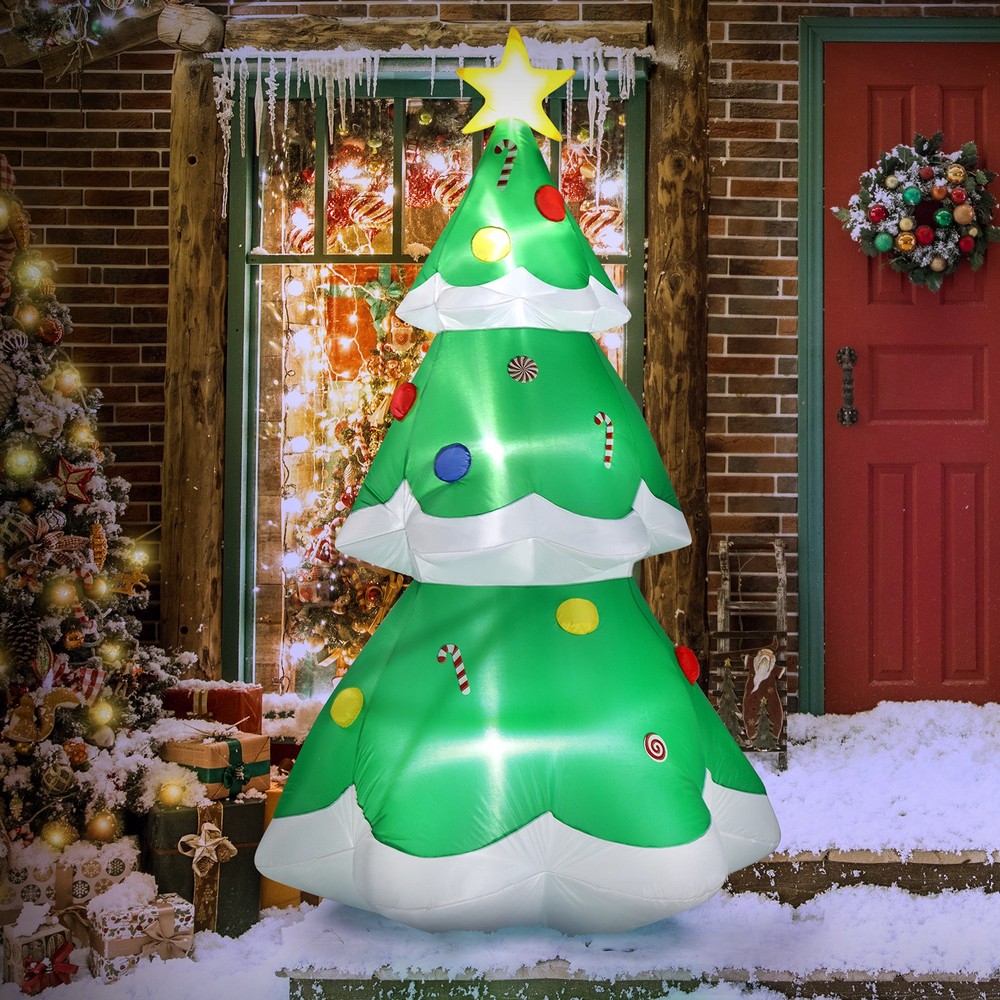 7FT Lighted Christmas Tree Inflatable Blow Up Yard Decoration with Built-in LEDs