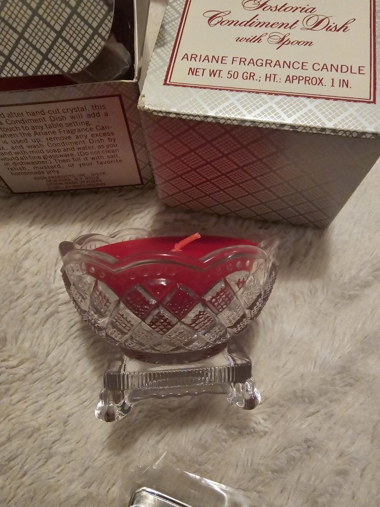 Vintage 1981 Avon Fostoria Century Clear Glass Condiment Dish with Spoon