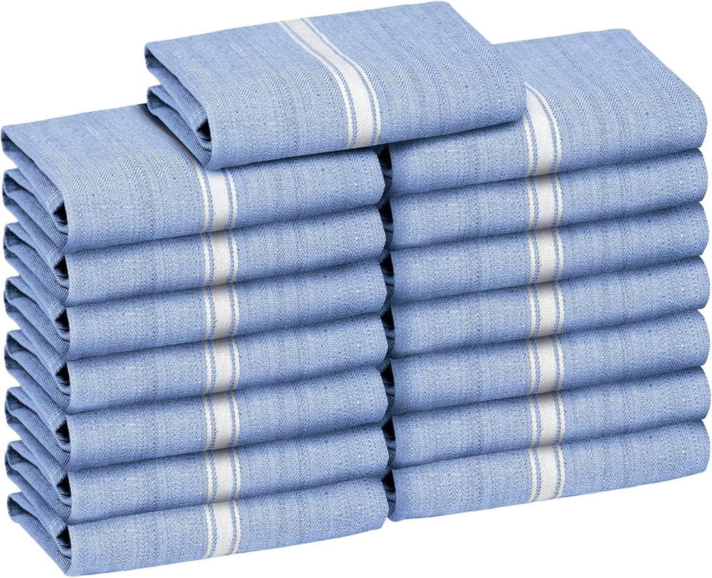 Classic Kitchen Towels - 15 Pack 100% Natural Cotton Towel Set, Reusable Wash Cl