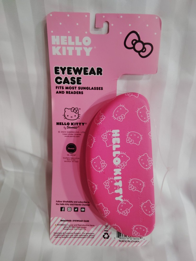 HELLO KITTY Bubblegum PINK Eyeglass Hard Case Black Velvet Lined Box  NWT