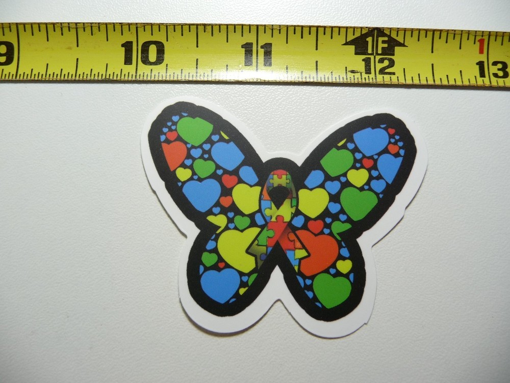 AUTISM SUPPORT DECAL STICKER BUTTERFLY HEARTS RIBBON PUZZLE PIECES AWARENESS