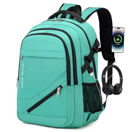 17.3 Inch Large Waterproof Laptop Backpack for College Travel Durable Green