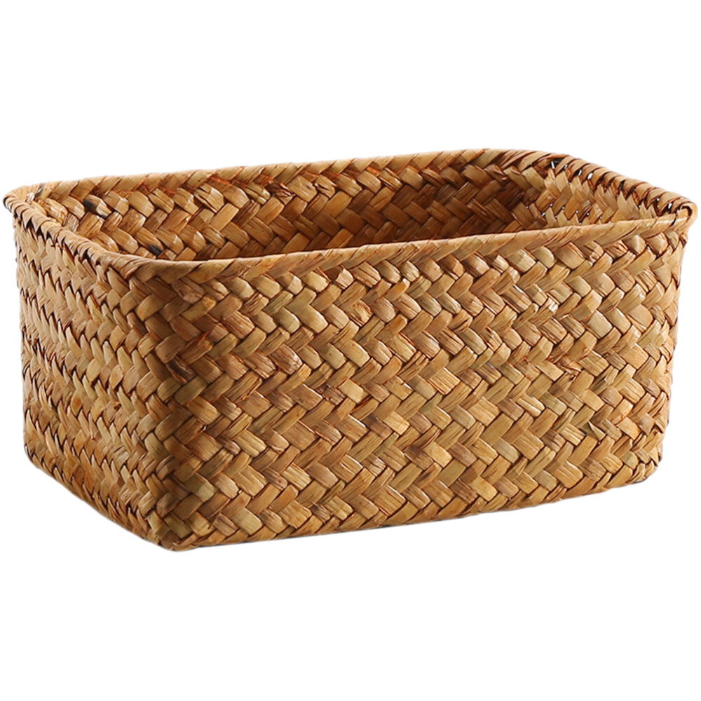 Round Seagrass Basket with Lid Storage Baskets Box Rack Shelf