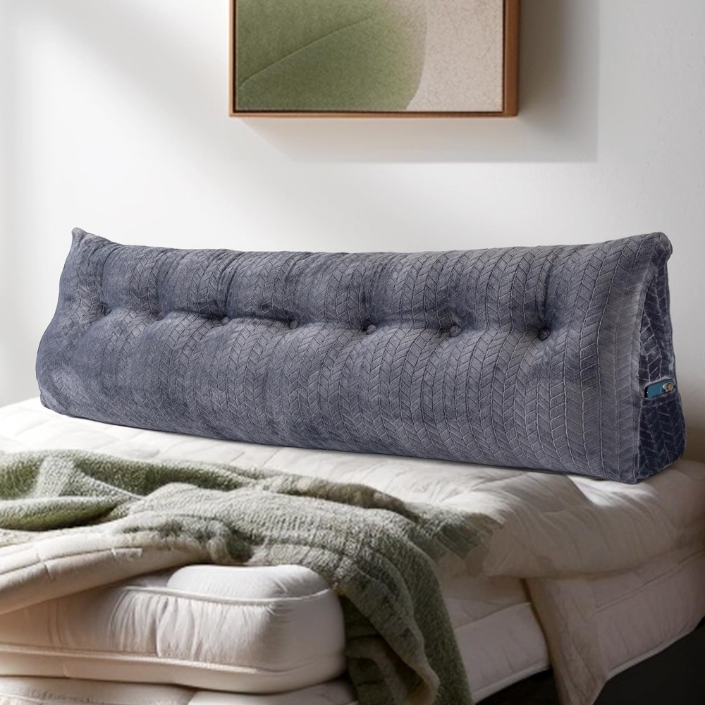 Triangular Wedge Headboard Pillow Large Bolster Bed Rest Support for Reading and Relaxation